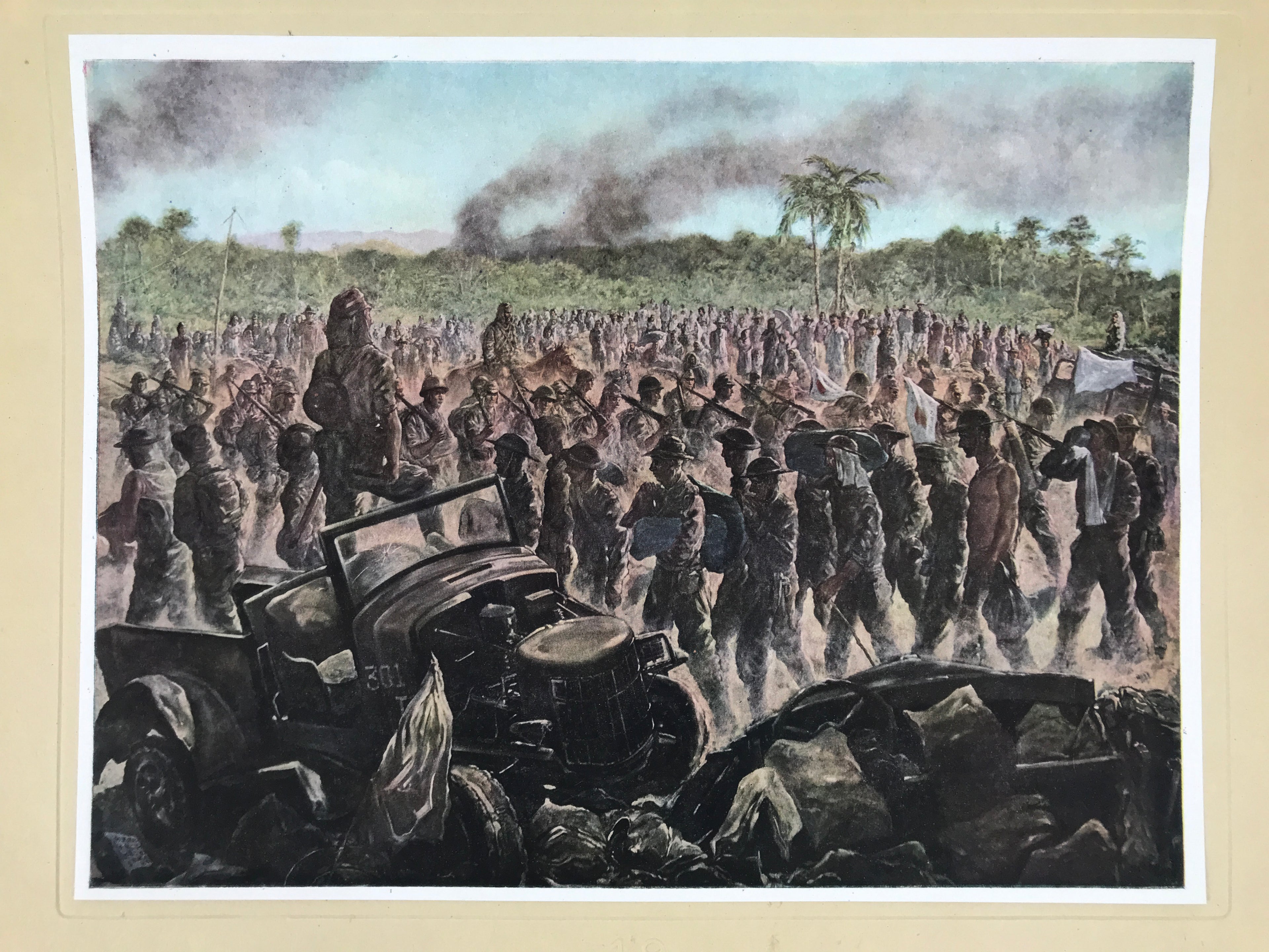 Japanese Art Print Reproduction Military Bataan Peninsula 1942 WWII War FL488