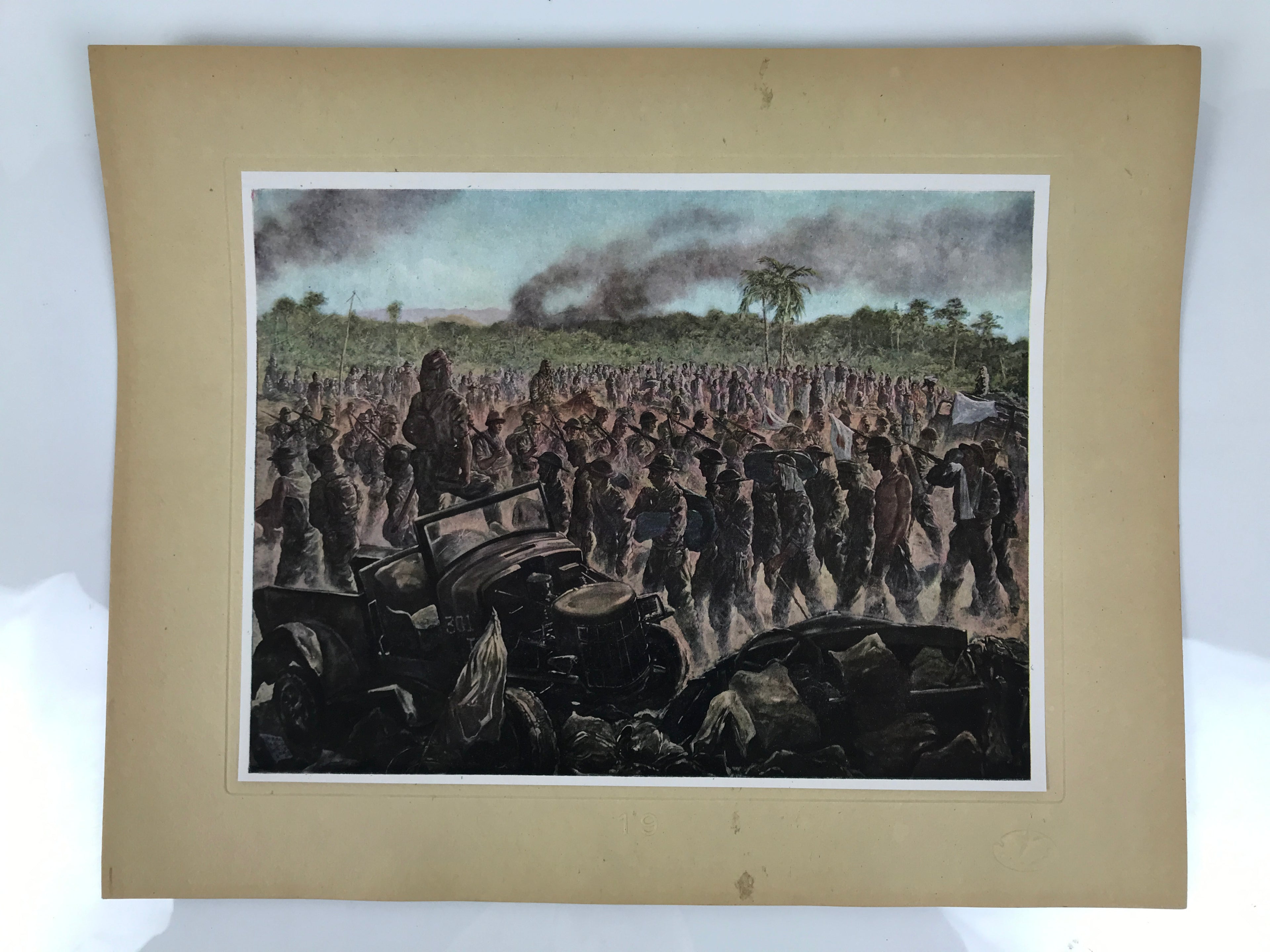 Japanese Art Print Reproduction Military Bataan Peninsula 1942 WWII War FL488
