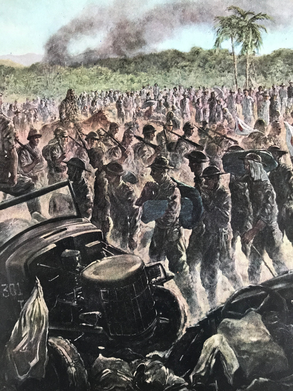 Japanese Art Print Reproduction Military Bataan Peninsula 1942 WWII War FL488