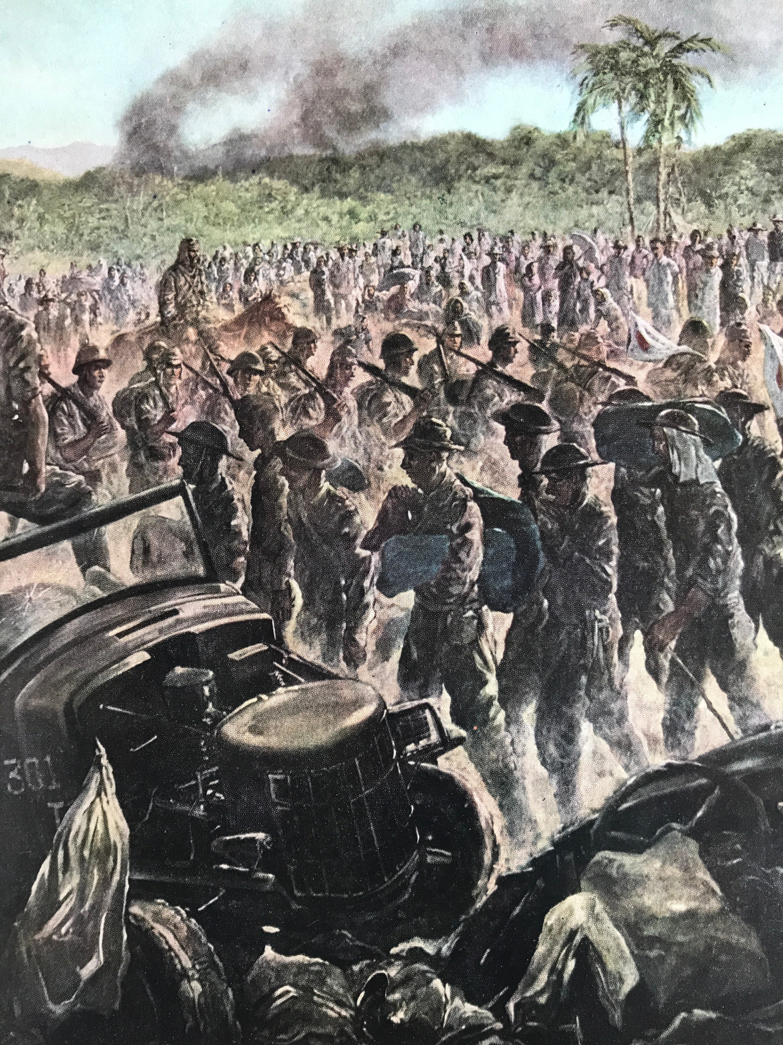 Japanese Art Print Reproduction Military Bataan Peninsula 1942 WWII War FL488