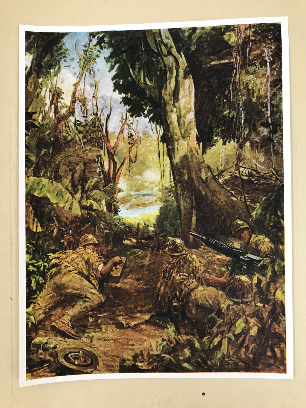 Japanese Art Print Reproduction Military Battle Bataan Jungle WWII War FL487