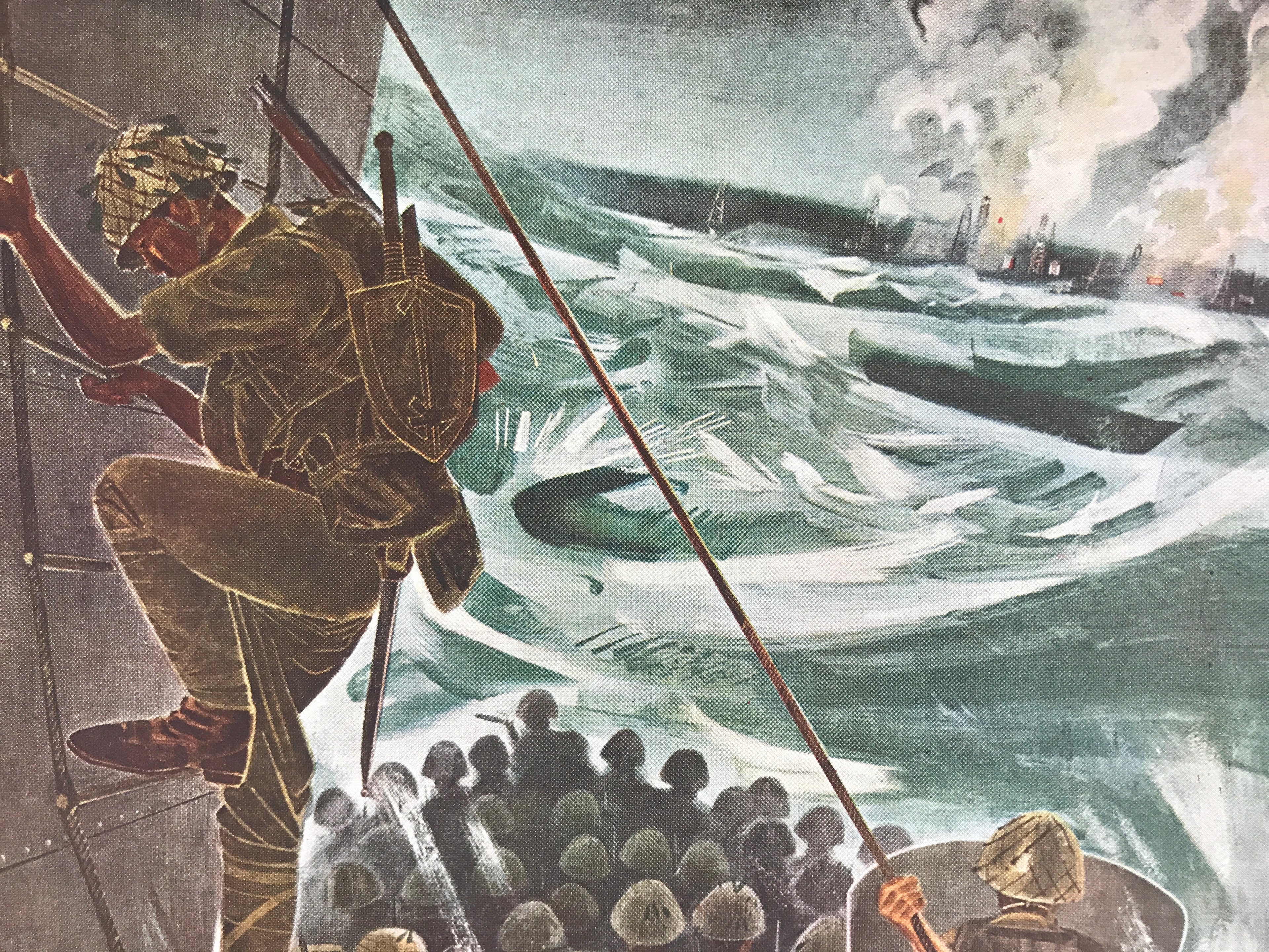 Japanese Art Print Reproduction Military Battle Borneo WWII Pacific War FL471