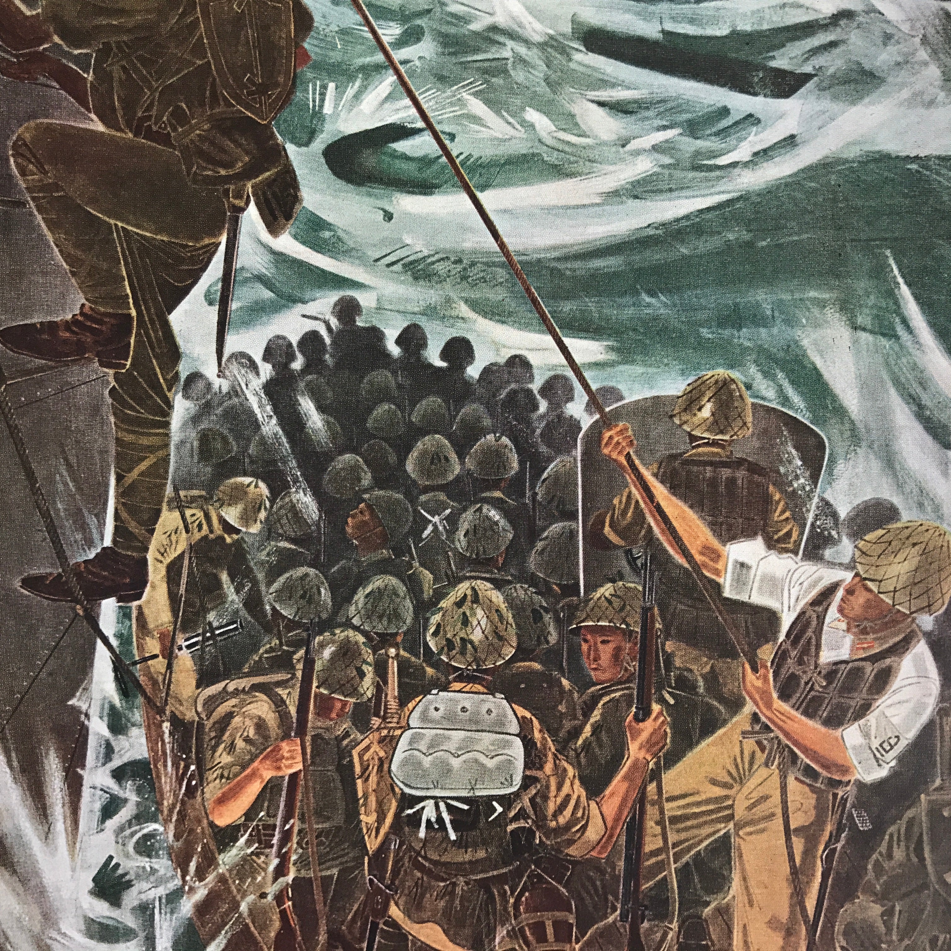 Japanese Art Print Reproduction Military Battle Borneo WWII Pacific War FL471