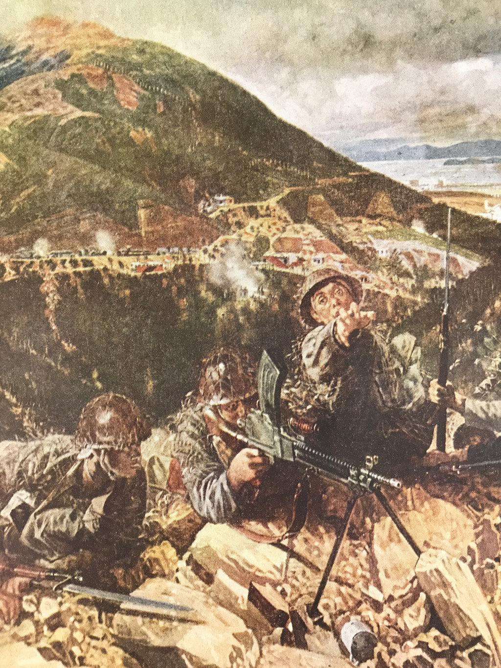 Japanese Art Print Reproduction Military Battle Hong Kong WWII Pacific War FL473