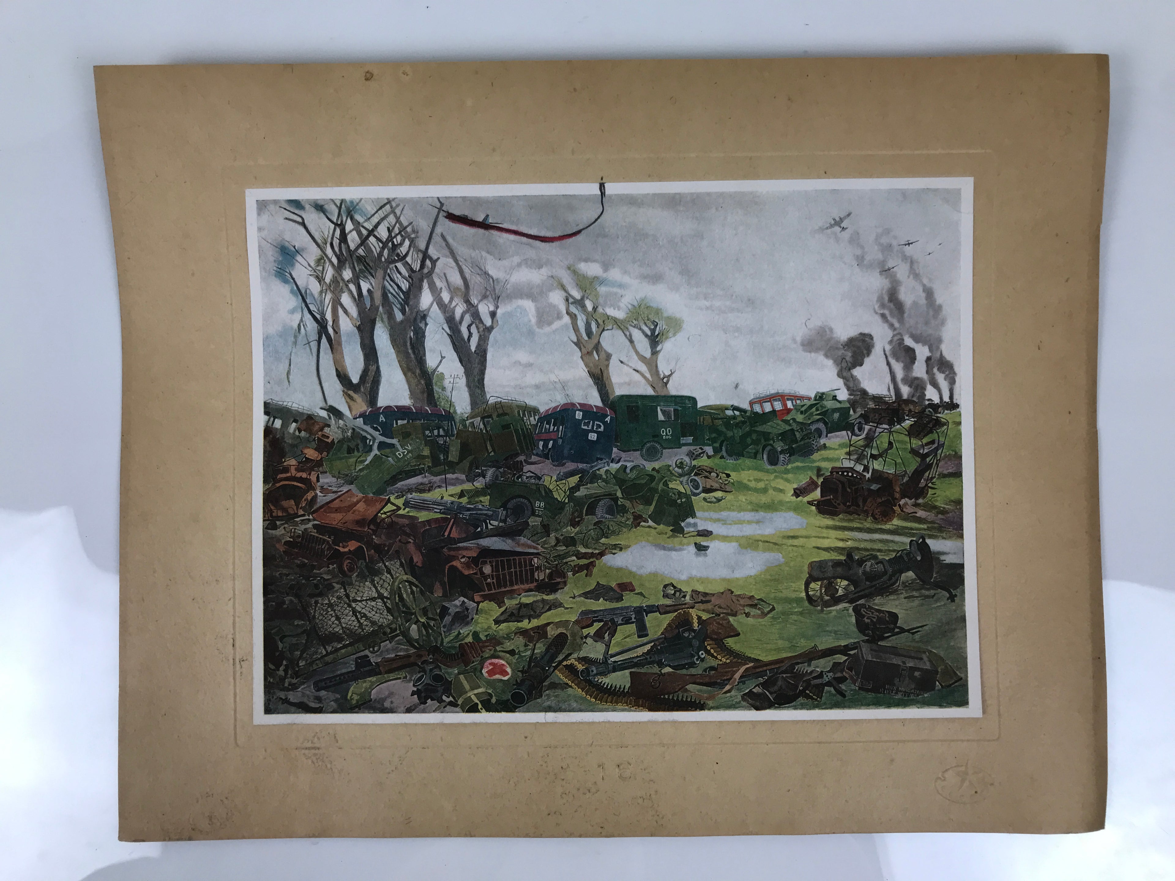 Japanese Art Print Reproduction Military Battle Kalijati Bombing WWII War FL485