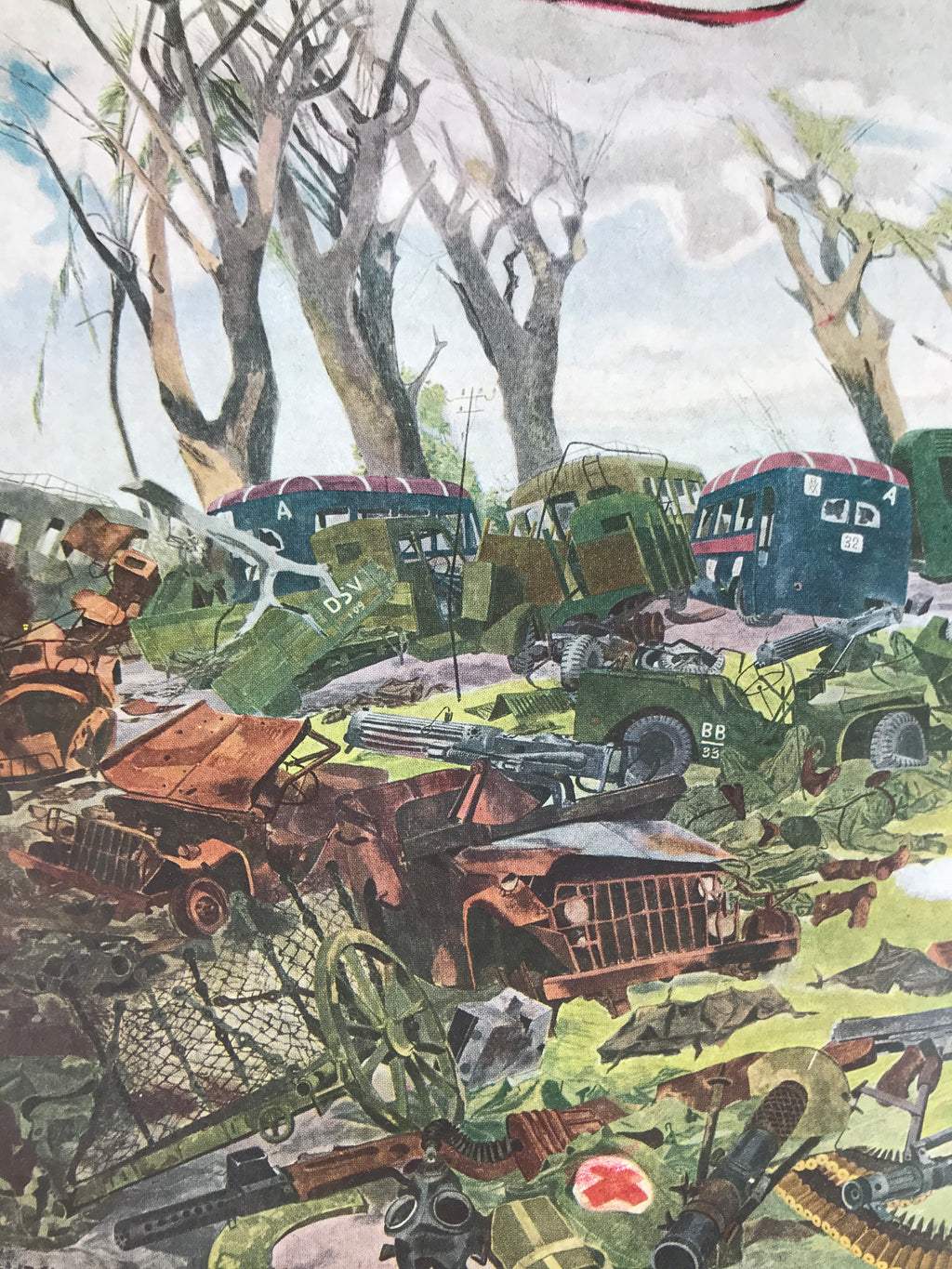 Japanese Art Print Reproduction Military Battle Kalijati Bombing WWII War FL485