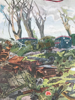 Japanese Art Print Reproduction Military Battle Kalijati Bombing WWII War FL485