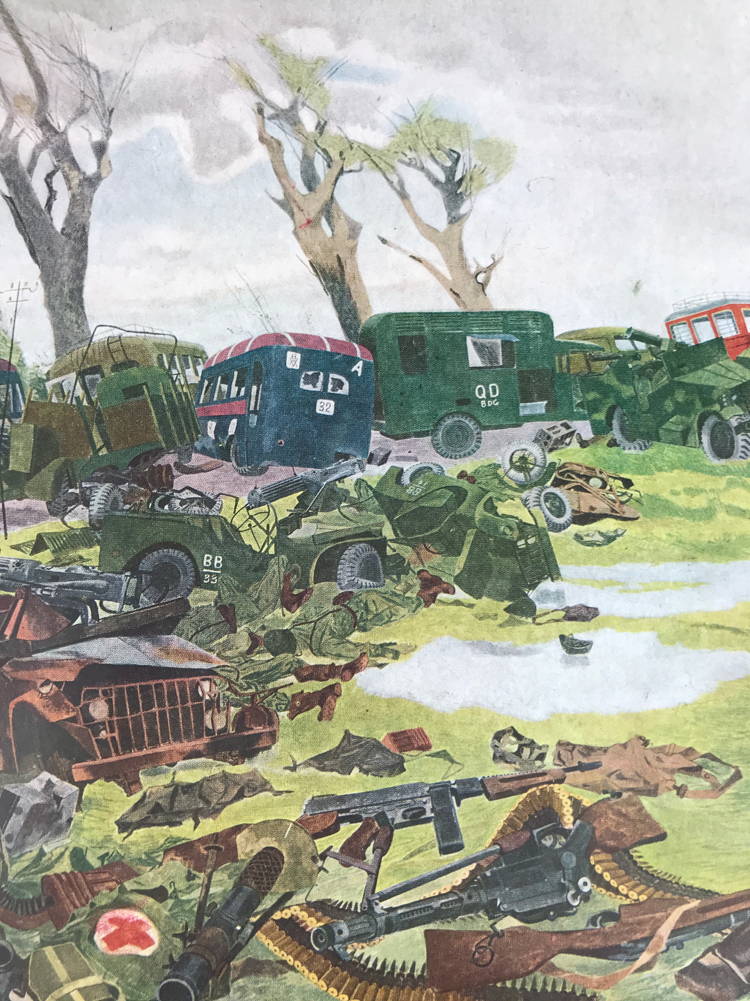 Japanese Art Print Reproduction Military Battle Kalijati Bombing WWII War FL485