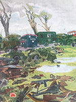 Japanese Art Print Reproduction Military Battle Kalijati Bombing WWII War FL485