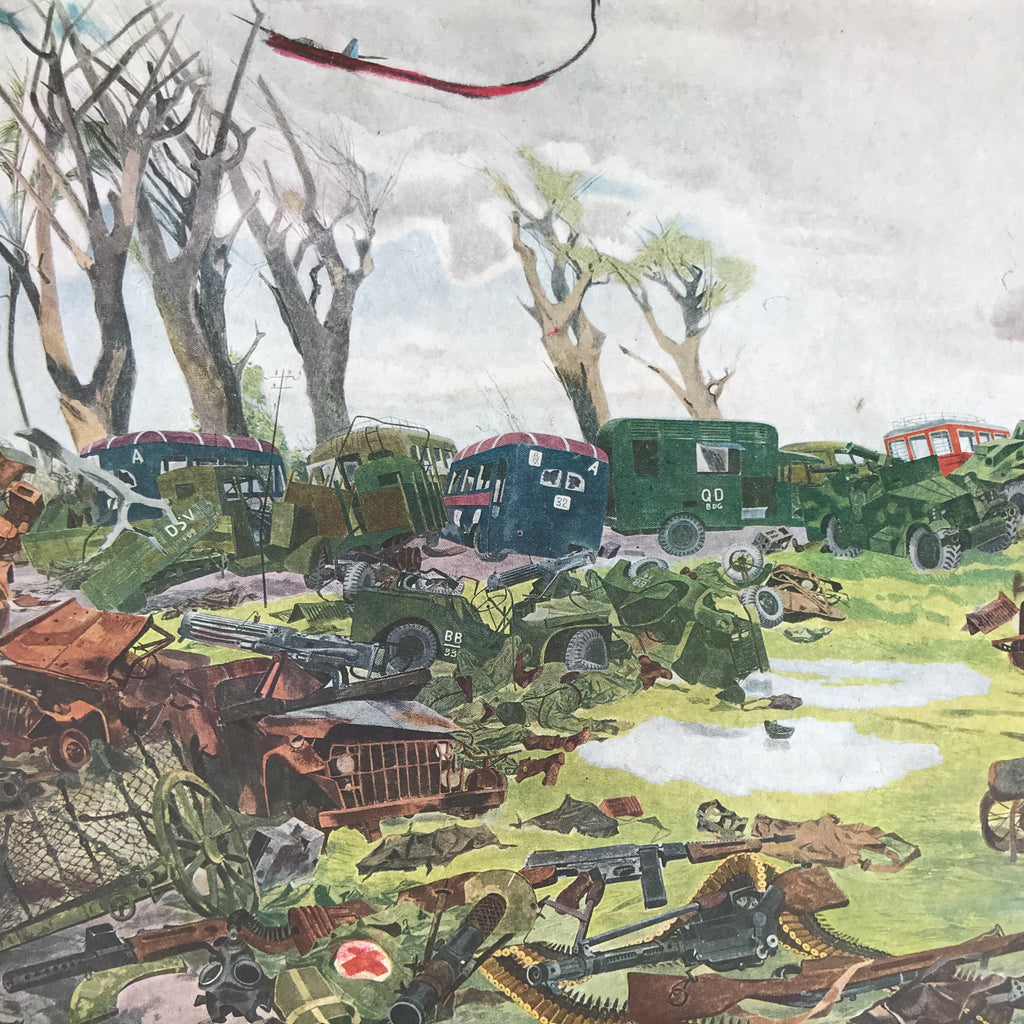 Japanese Art Print Reproduction Military Battle Kalijati Bombing WWII War FL485