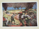 Japanese Art Print Reproduction Military Battle Yenangyaung Oilfield WWII FL489