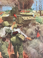 Japanese Art Print Reproduction Military Battle Yenangyaung Oilfield WWII FL489