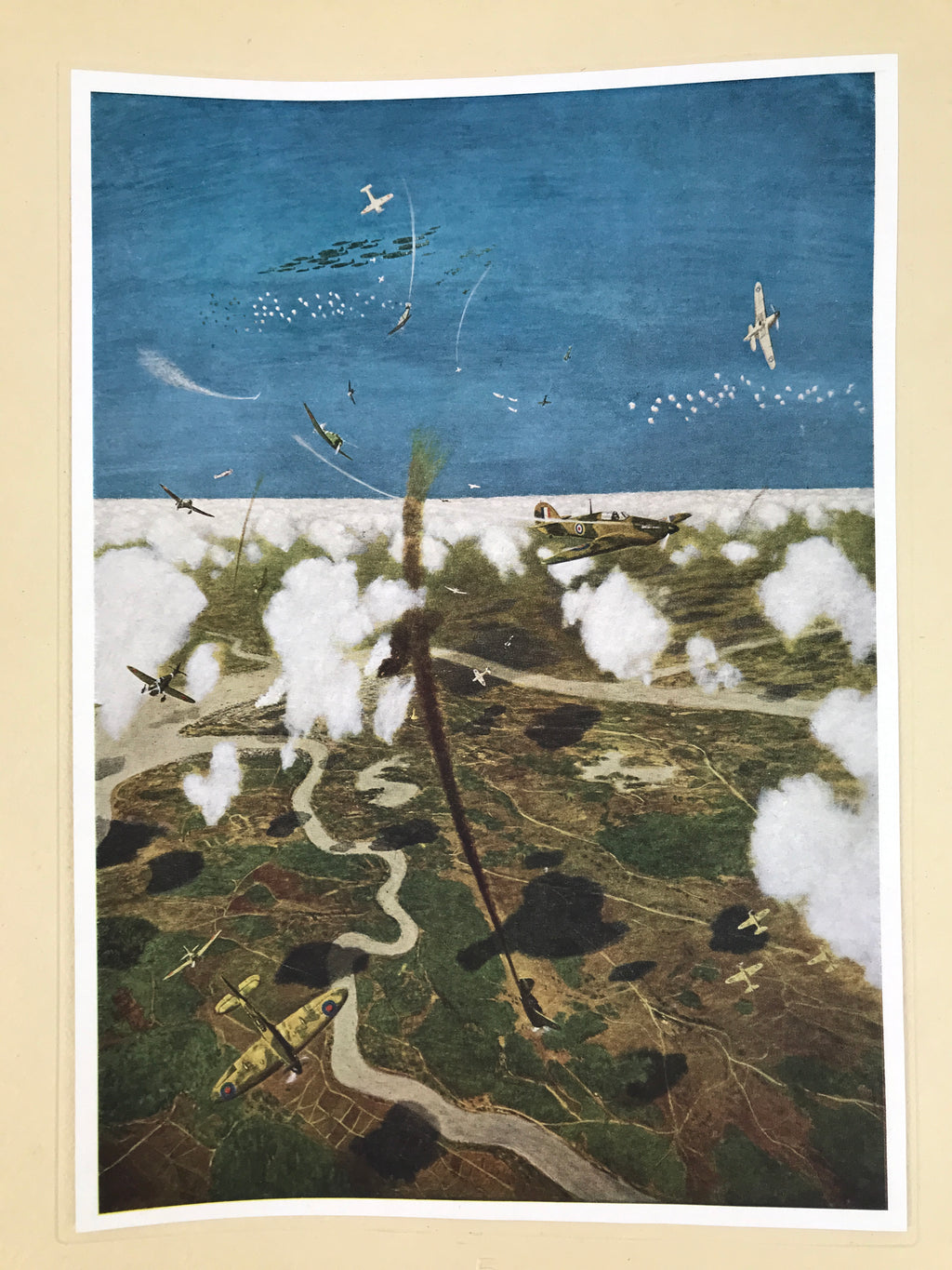 Japanese Art Print Reproduction Military Burma Rangoon Bombing WWII War FL474