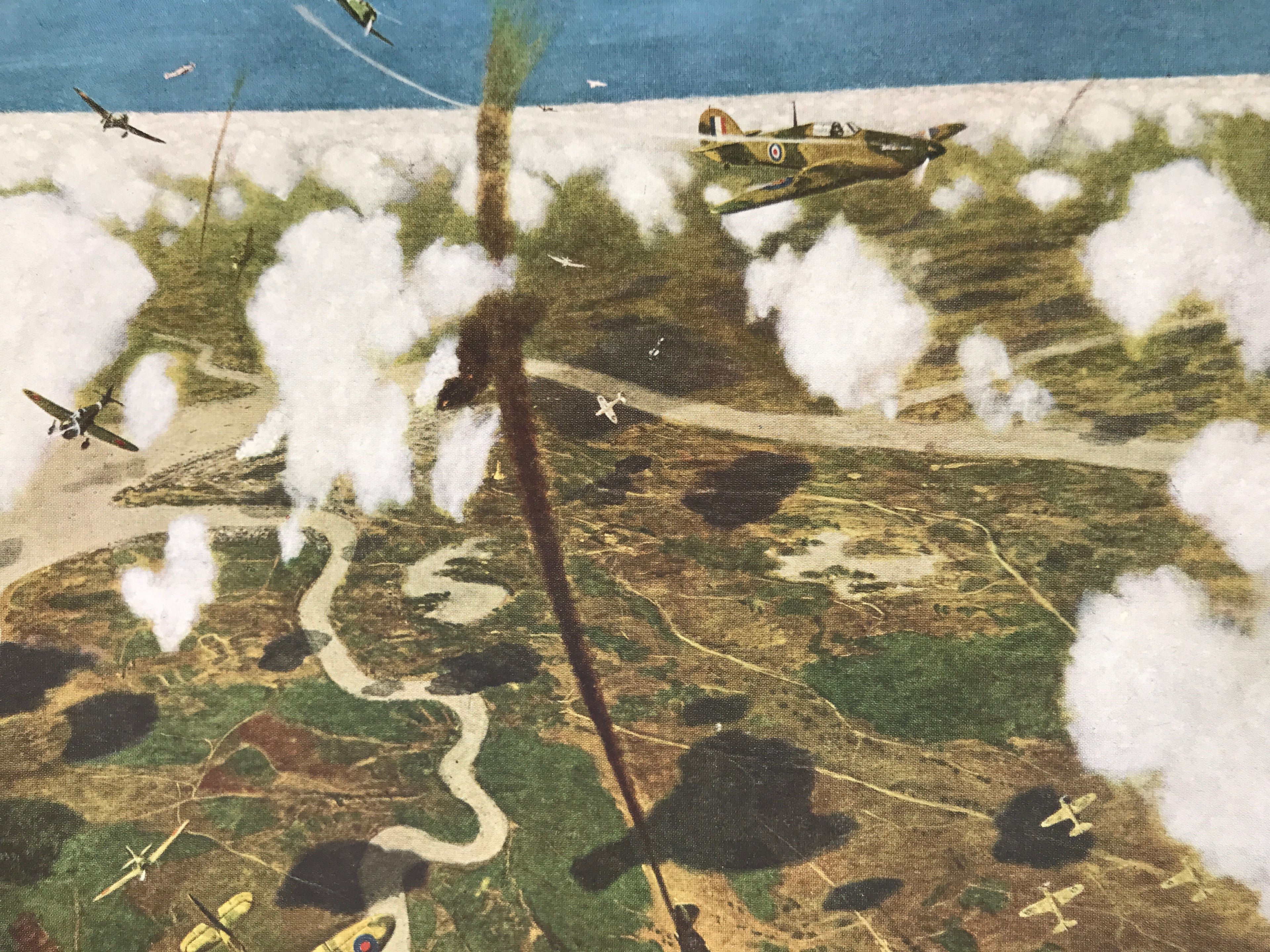 Japanese Art Print Reproduction Military Burma Rangoon Bombing WWII War FL474