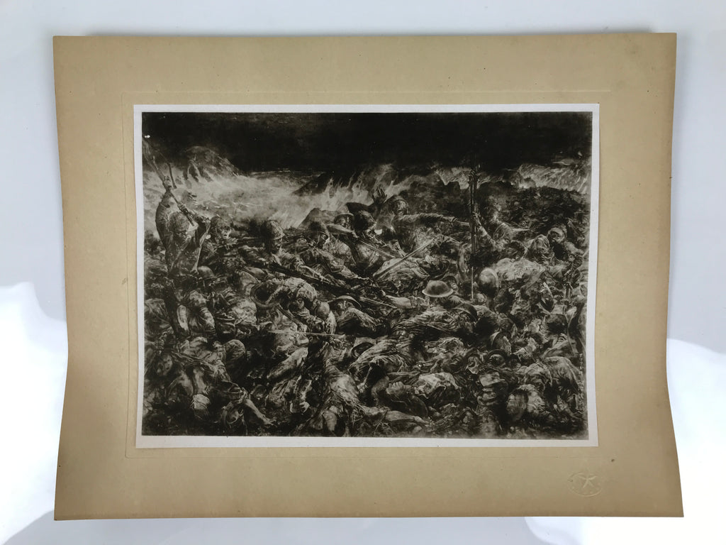 Japanese Art Print Reproduction Military Drawing Battle Attu WWII Pacific FL469
