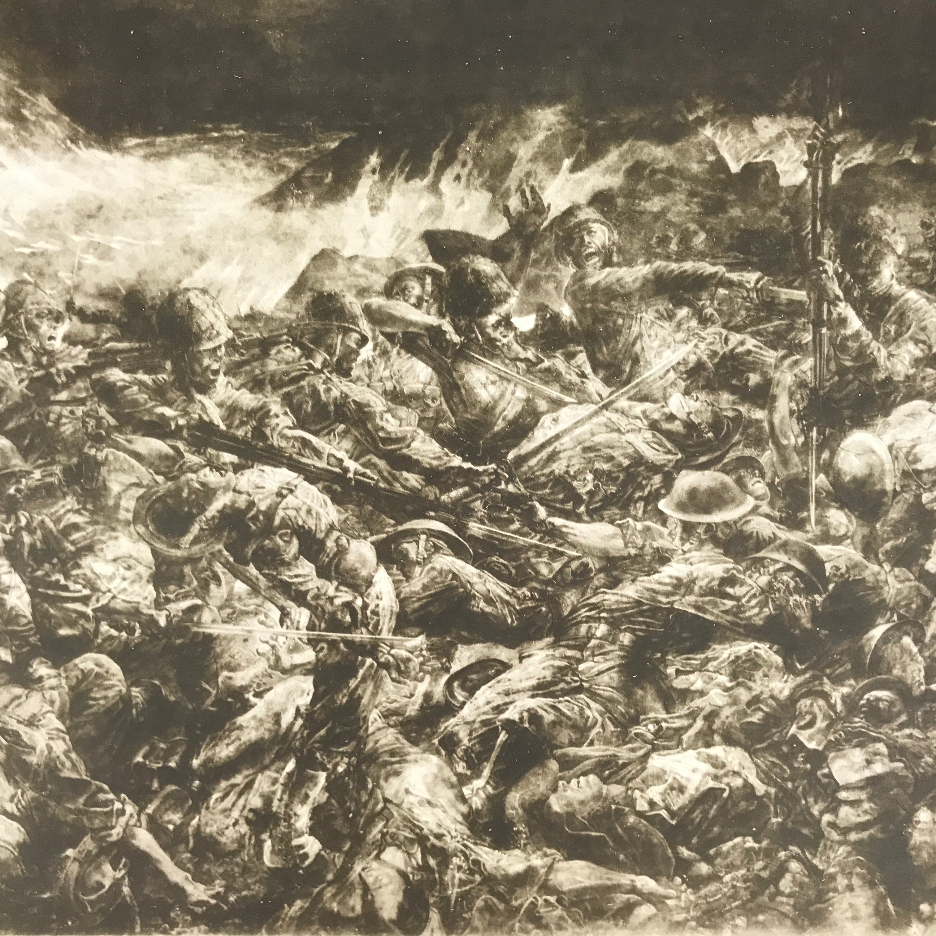 Japanese Art Print Reproduction Military Drawing Battle Attu WWII