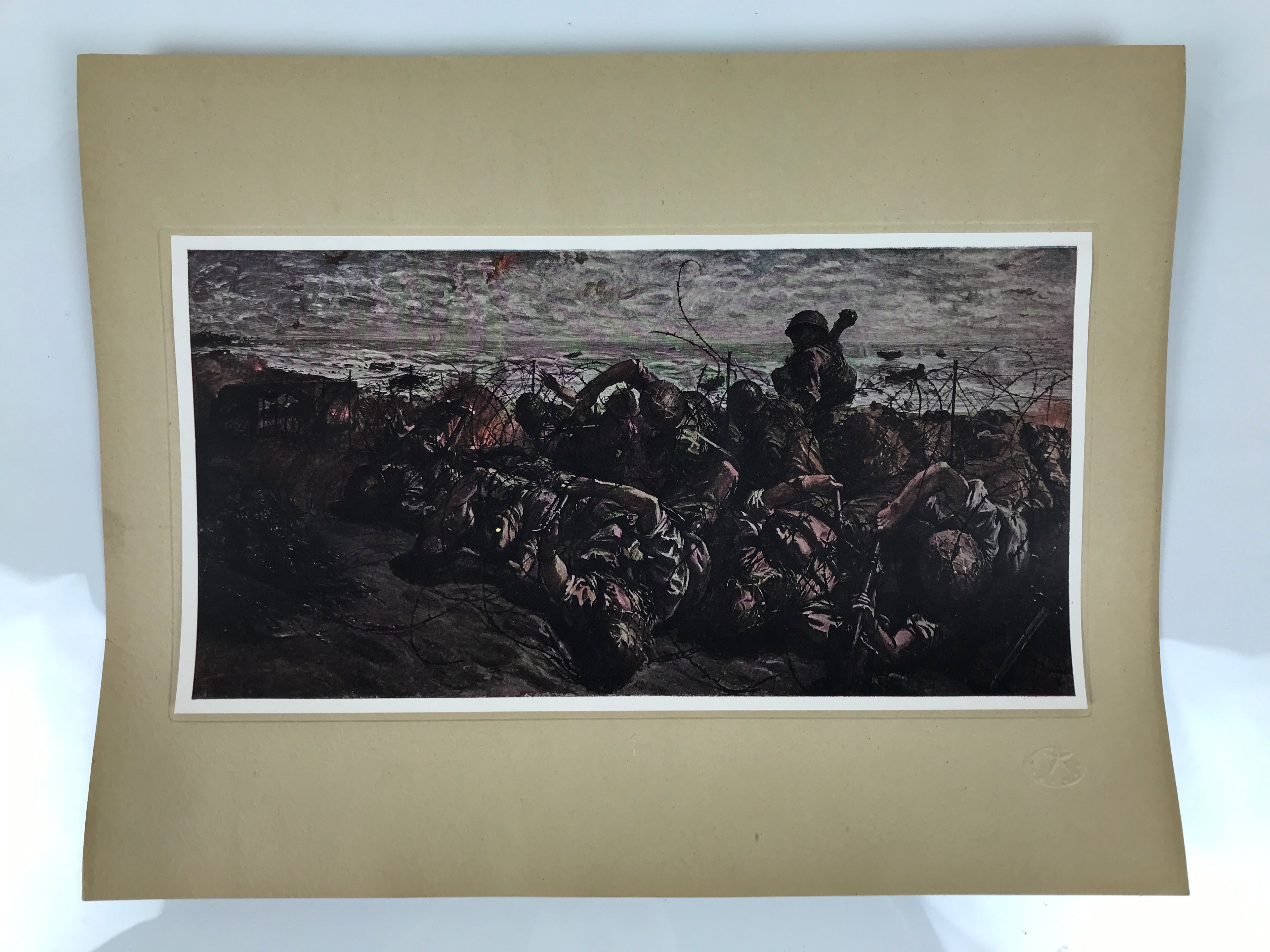 Japanese Art Print Reproduction Military Drawing Kota Bharu WWII Pacific FL470