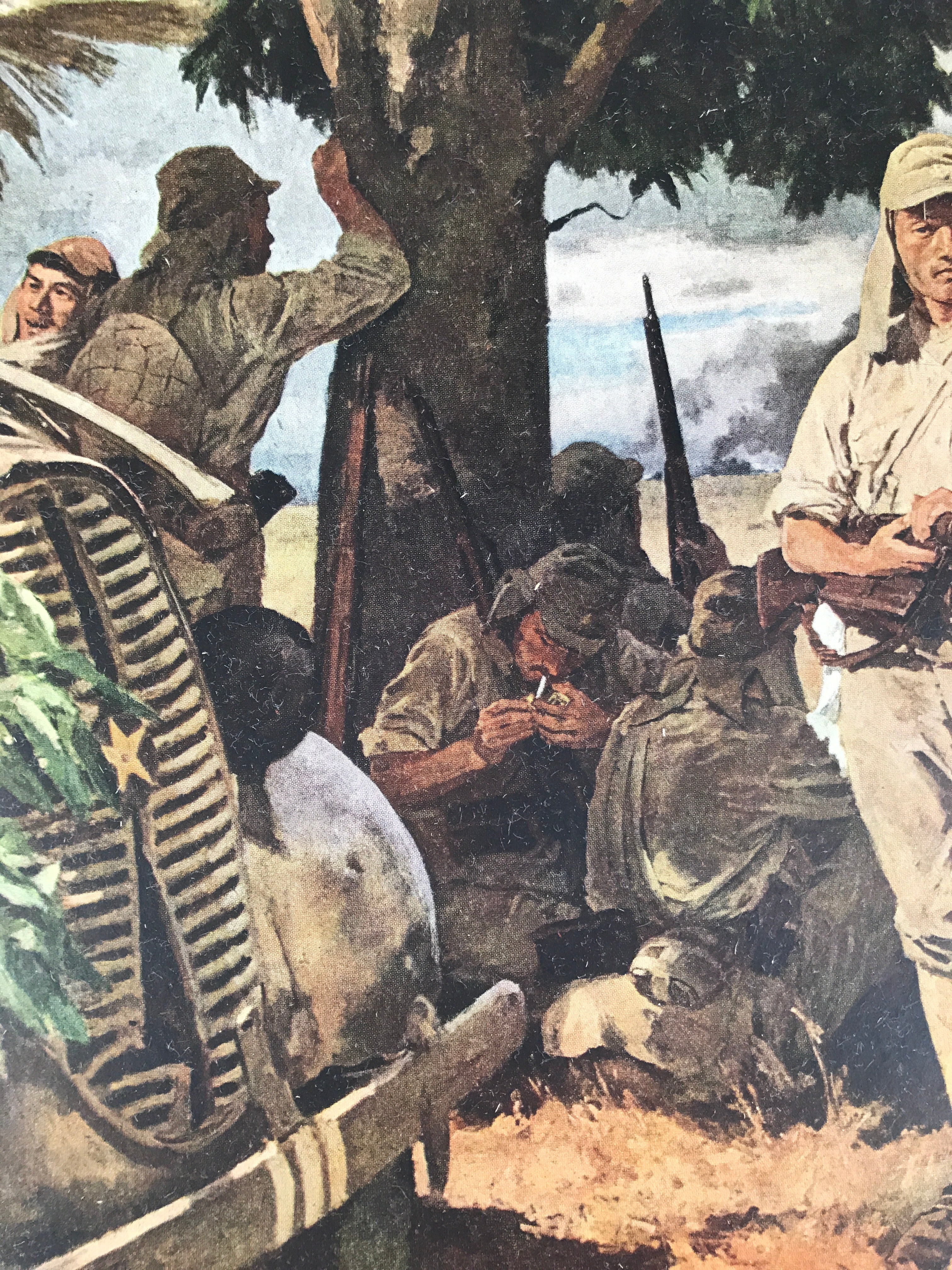 Japanese Art Print Reproduction Military Manila Soldier WWII Pacific War FL476