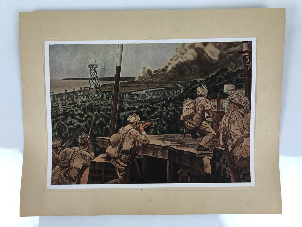 Japanese Art Print Reproduction Military Miri Oil Field WWII Pacific War FL472
