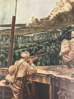 Japanese Art Print Reproduction Military Miri Oil Field WWII Pacific War FL472