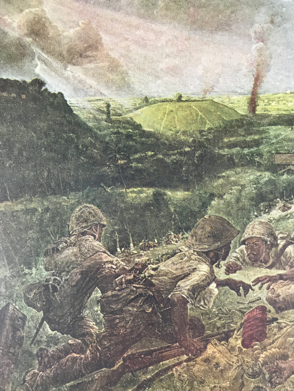 Japanese Art Print Reproduction Military Painting Battle Singapore WWII FL479