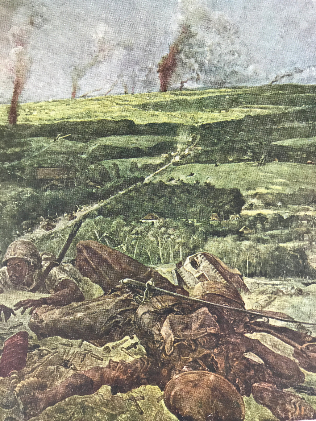 Japanese Art Print Reproduction Military Painting Battle Singapore WWII FL479