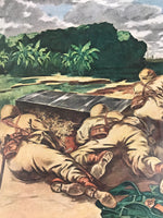 Japanese Art Print Reproduction Military Parachutists Oil Refinery WWII FL482