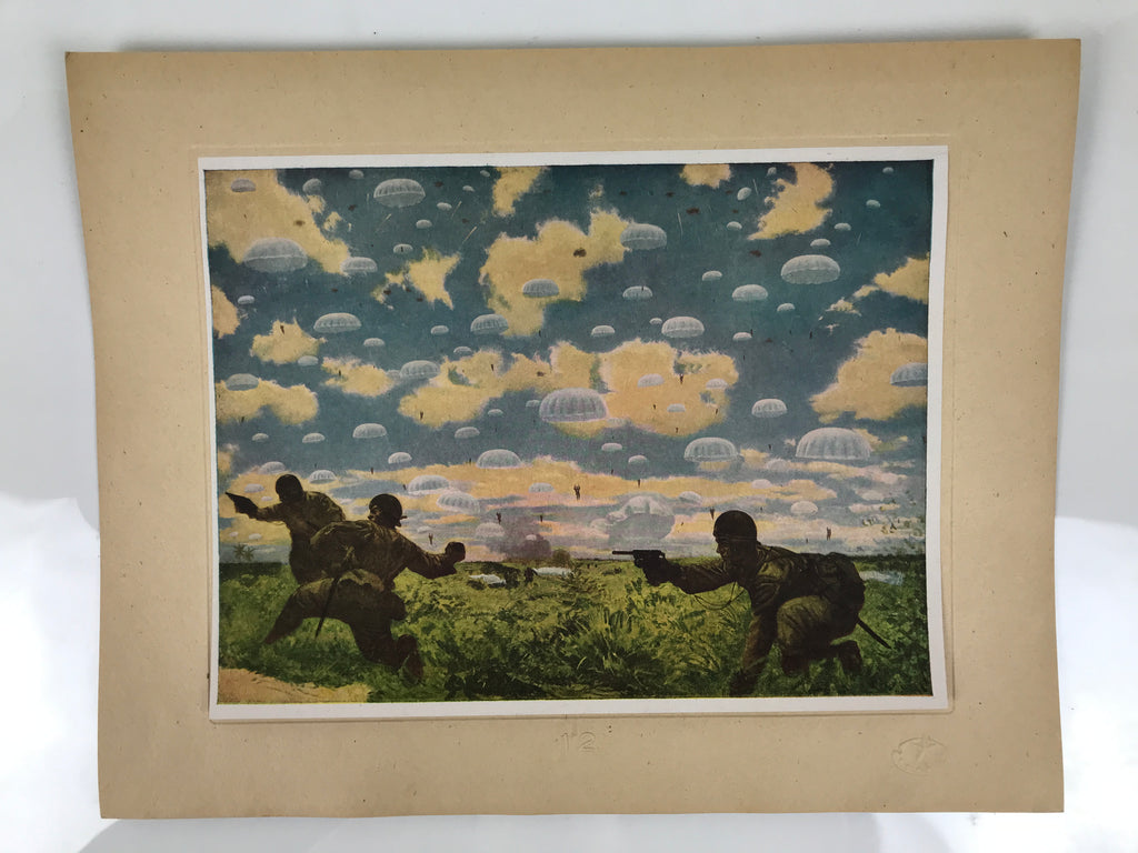 Japanese Art Print Reproduction Military Parachutists Palembang WWII War FL481