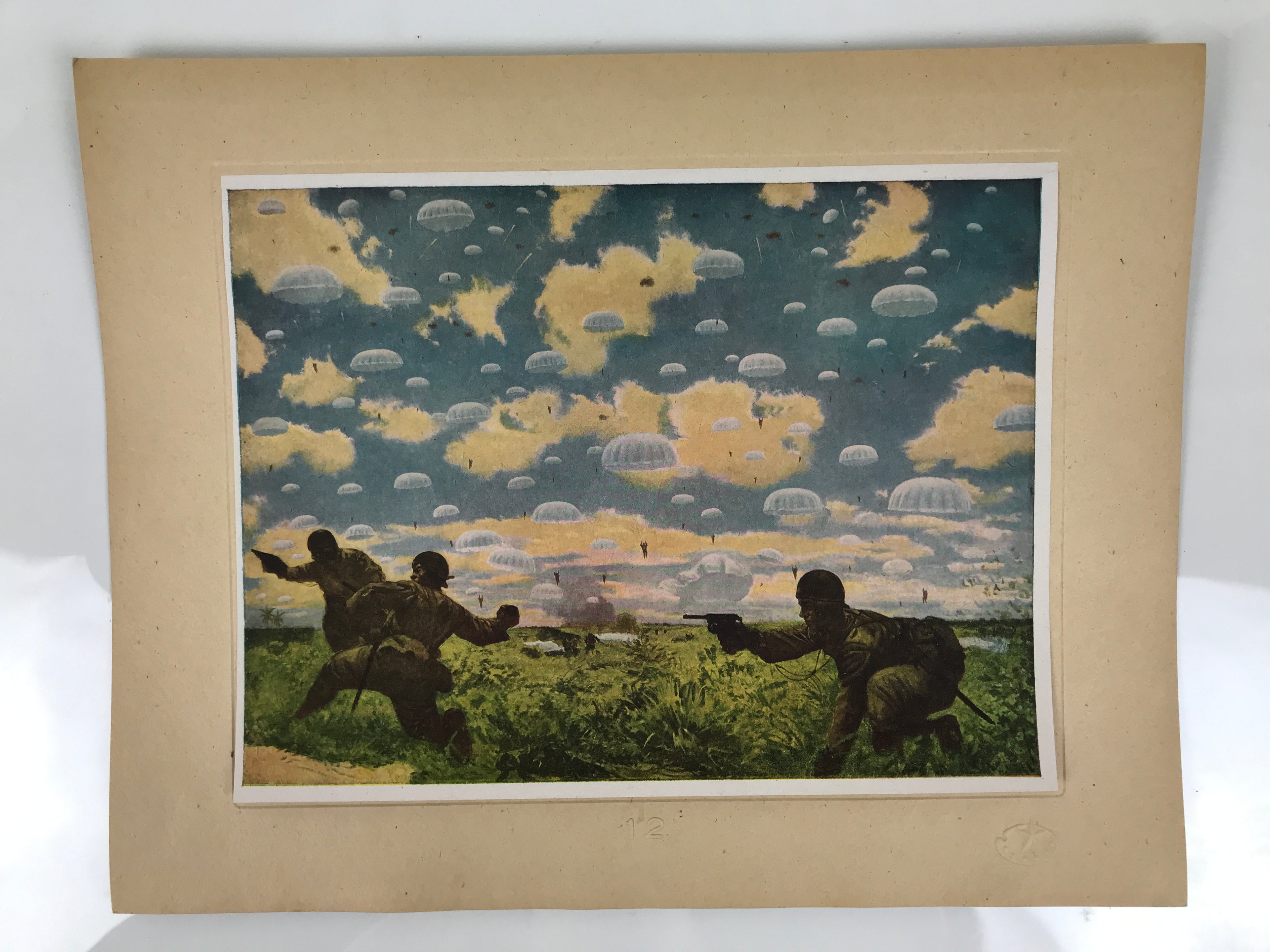 Japanese Art Print Reproduction Military Parachutists Palembang WWII War FL481