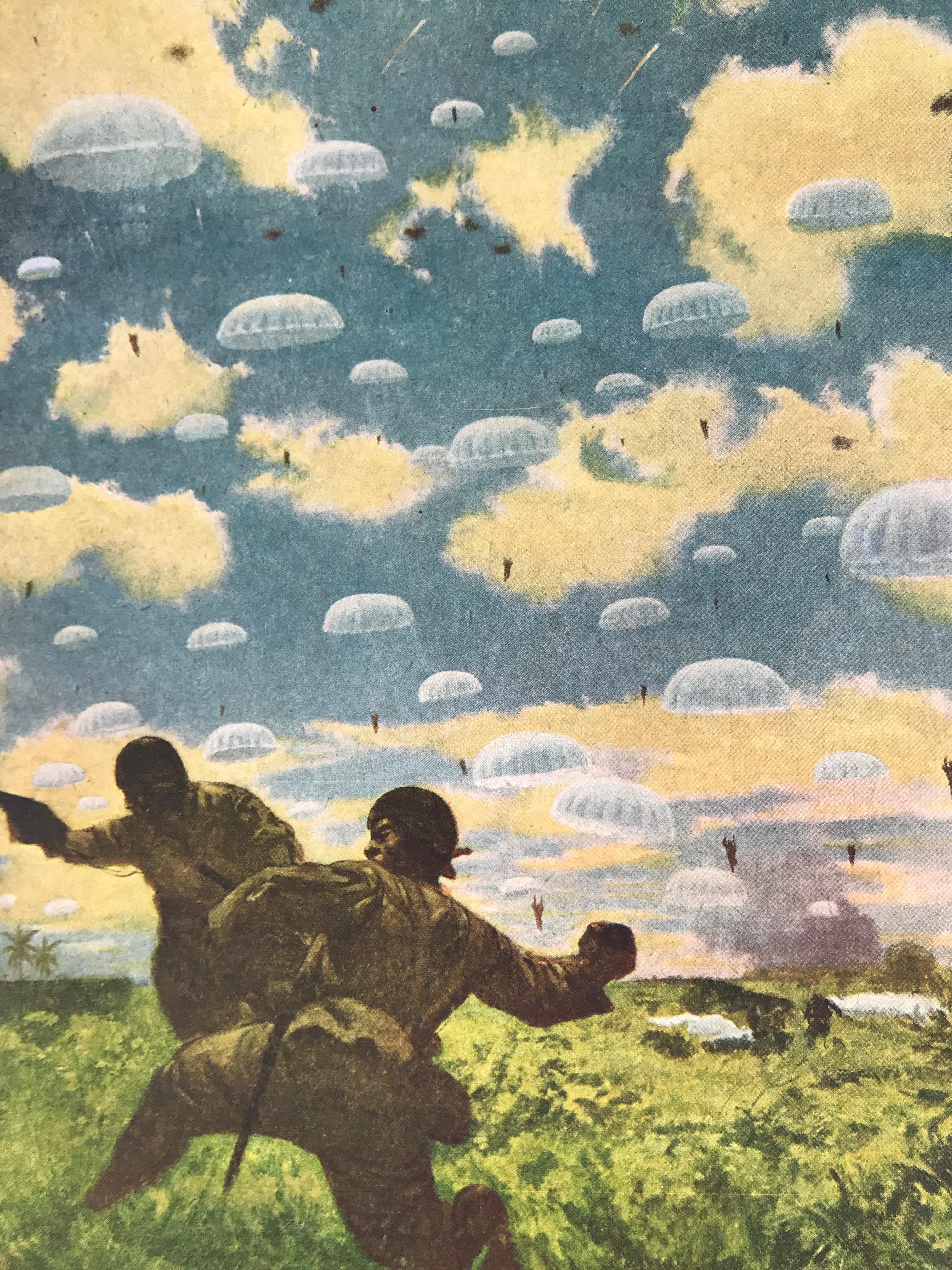 Japanese Art Print Reproduction Military Parachutists Palembang WWII War FL481