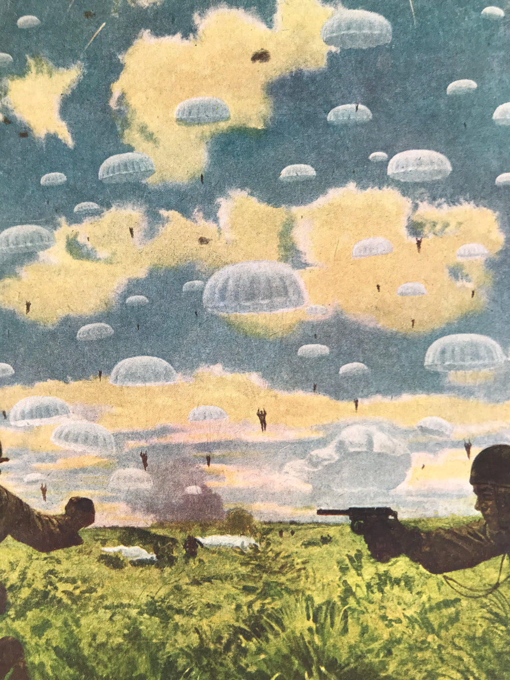 Japanese Art Print Reproduction Military Parachutists Palembang WWII War FL481