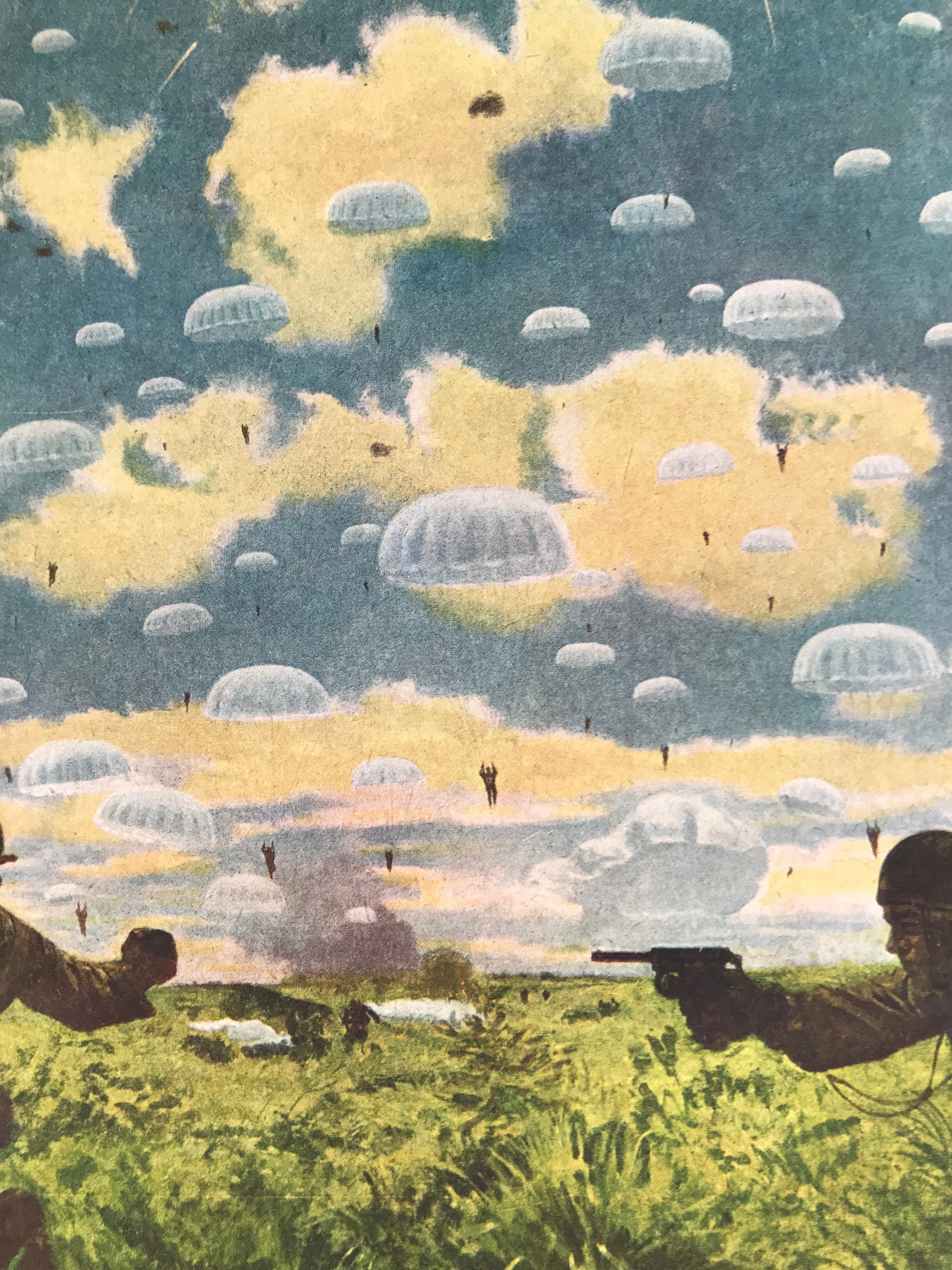 Japanese Art Print Reproduction Military Parachutists Palembang WWII War FL481