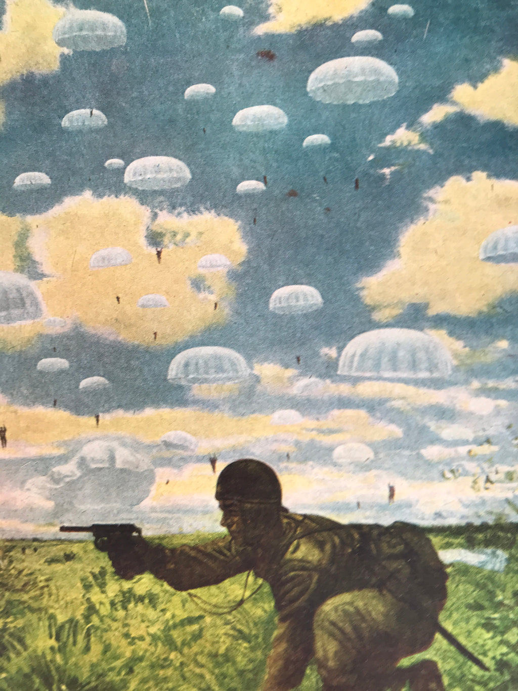 Japanese Art Print Reproduction Military Parachutists Palembang WWII War FL481