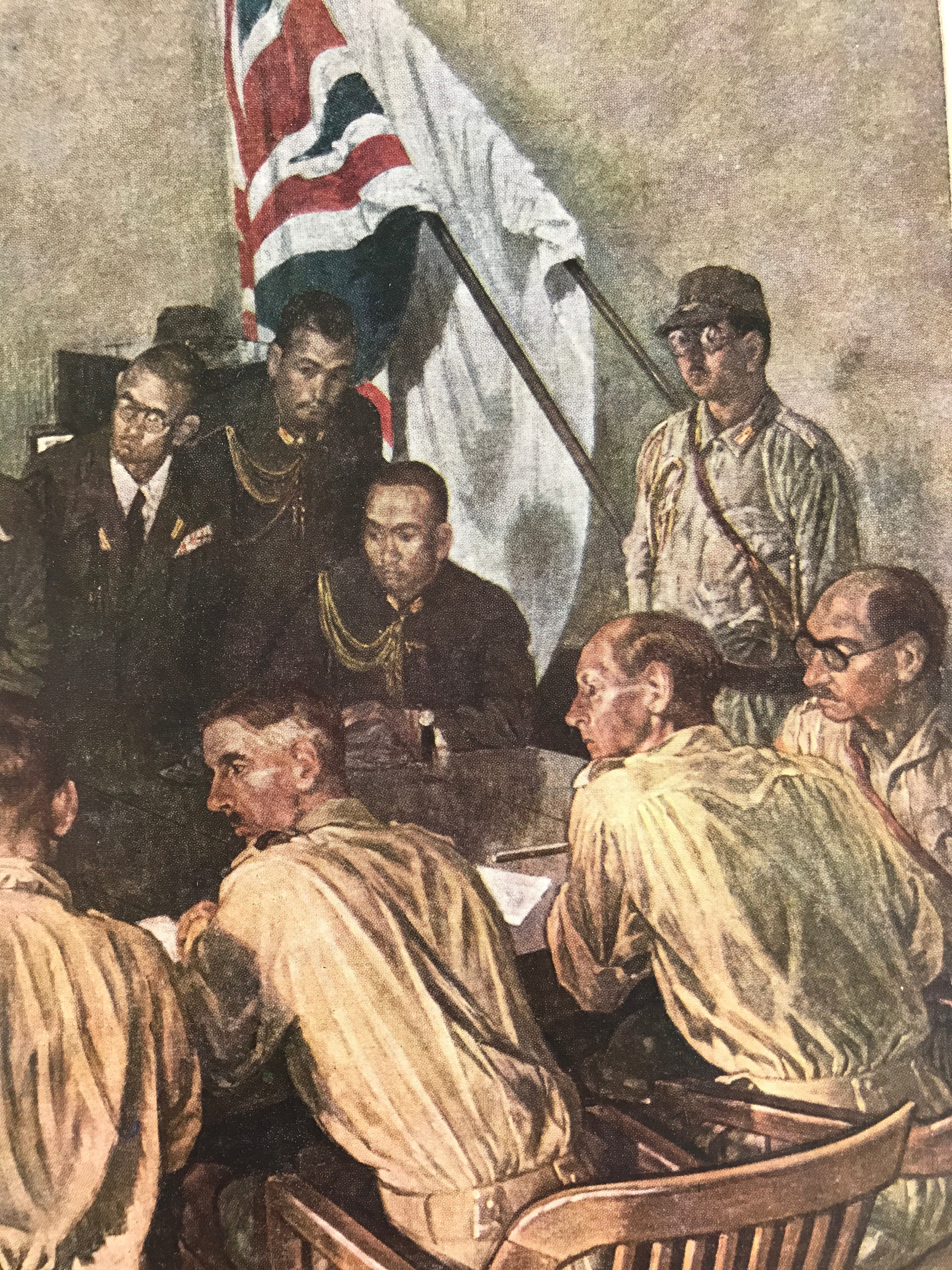 Japanese Art Print Reproduction Military Percival Yamashita Generals Meeting FL4