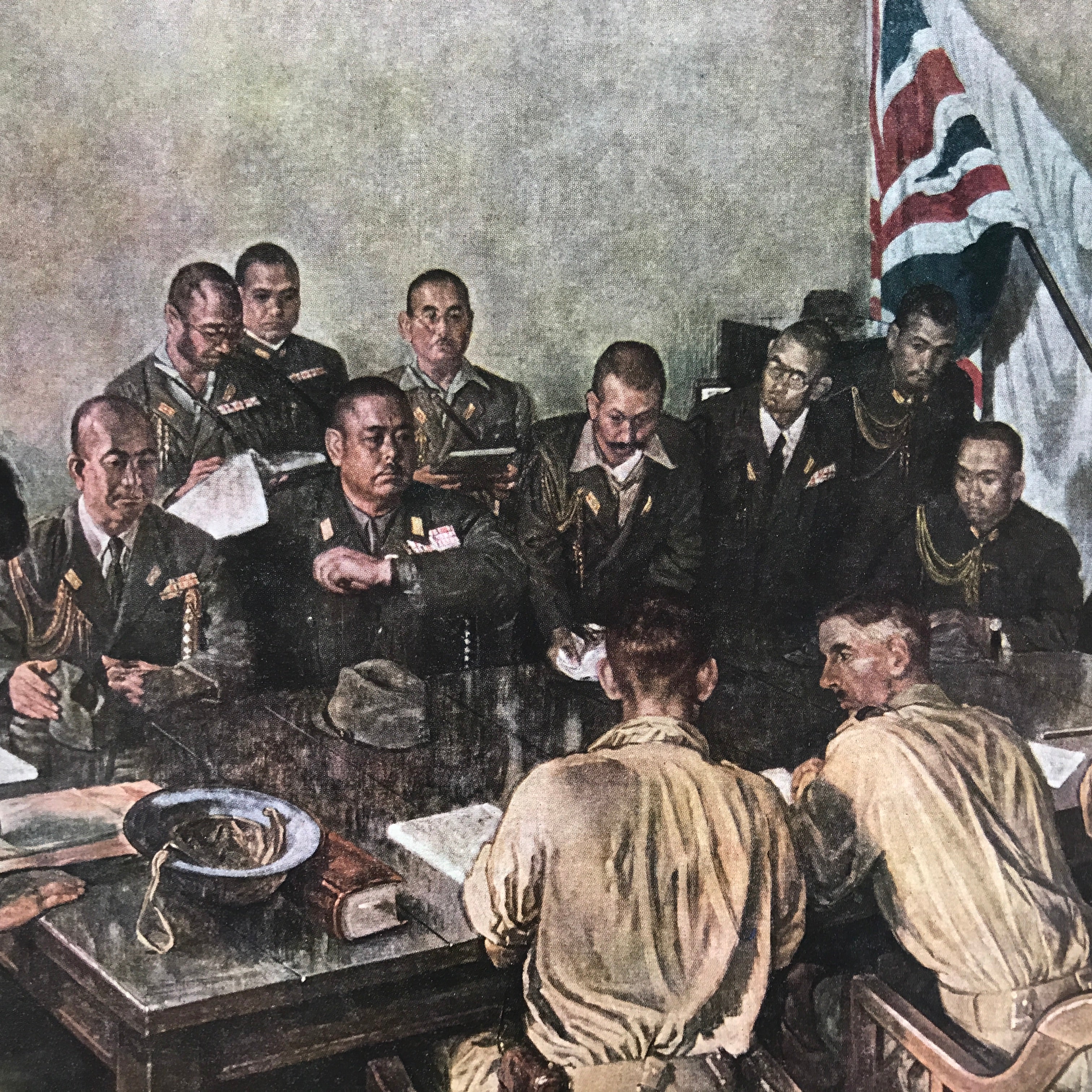 Japanese Art Print Reproduction Military Percival Yamashita Generals Meeting FL4