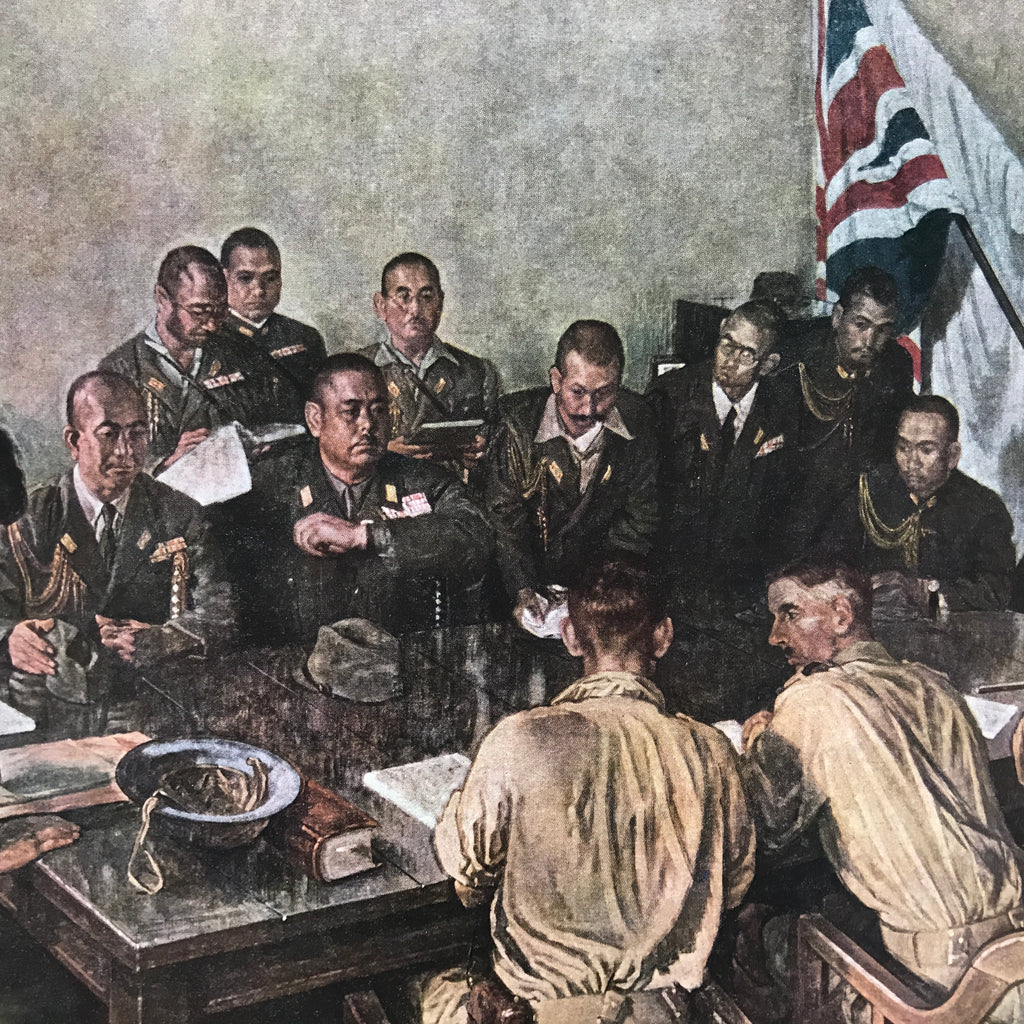 Japanese Art Print Reproduction Military Percival Yamashita Generals Meeting FL4