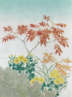 Japanese Art Print Reproduction Red Leaves Chrysanthemum Painting Floral P364