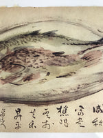 Japanese Art Print Reproduction Rosanji Fish Plate Calligraphy Ink Color FL435