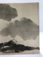 Japanese Art Print Reproduction Rosanji Mountain Landscape Black Ink Paper FL433