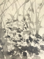 Japanese Art Print Reproduction Rosanjin Autumn Flower Monochrome Paper FL426
