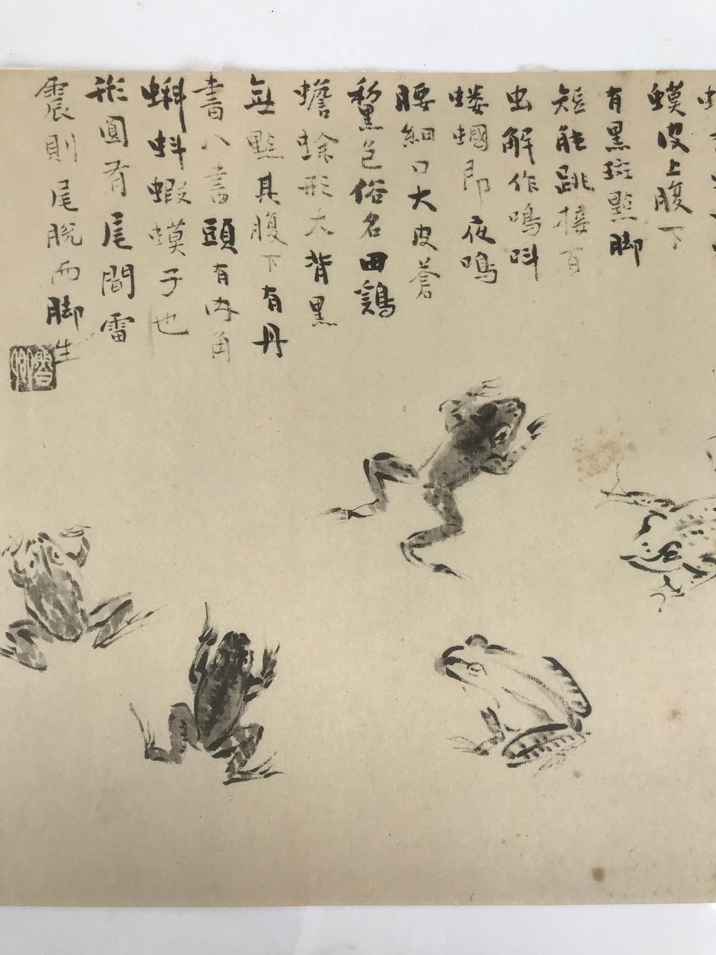 Japanese Art Print Reproduction Rosanjin Frog Calligraphy Monochrome Paper FL429
