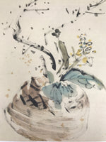 Japanese Art Print Reproduction Rosanjin Ikebana Flower Calligraphy Color FL428