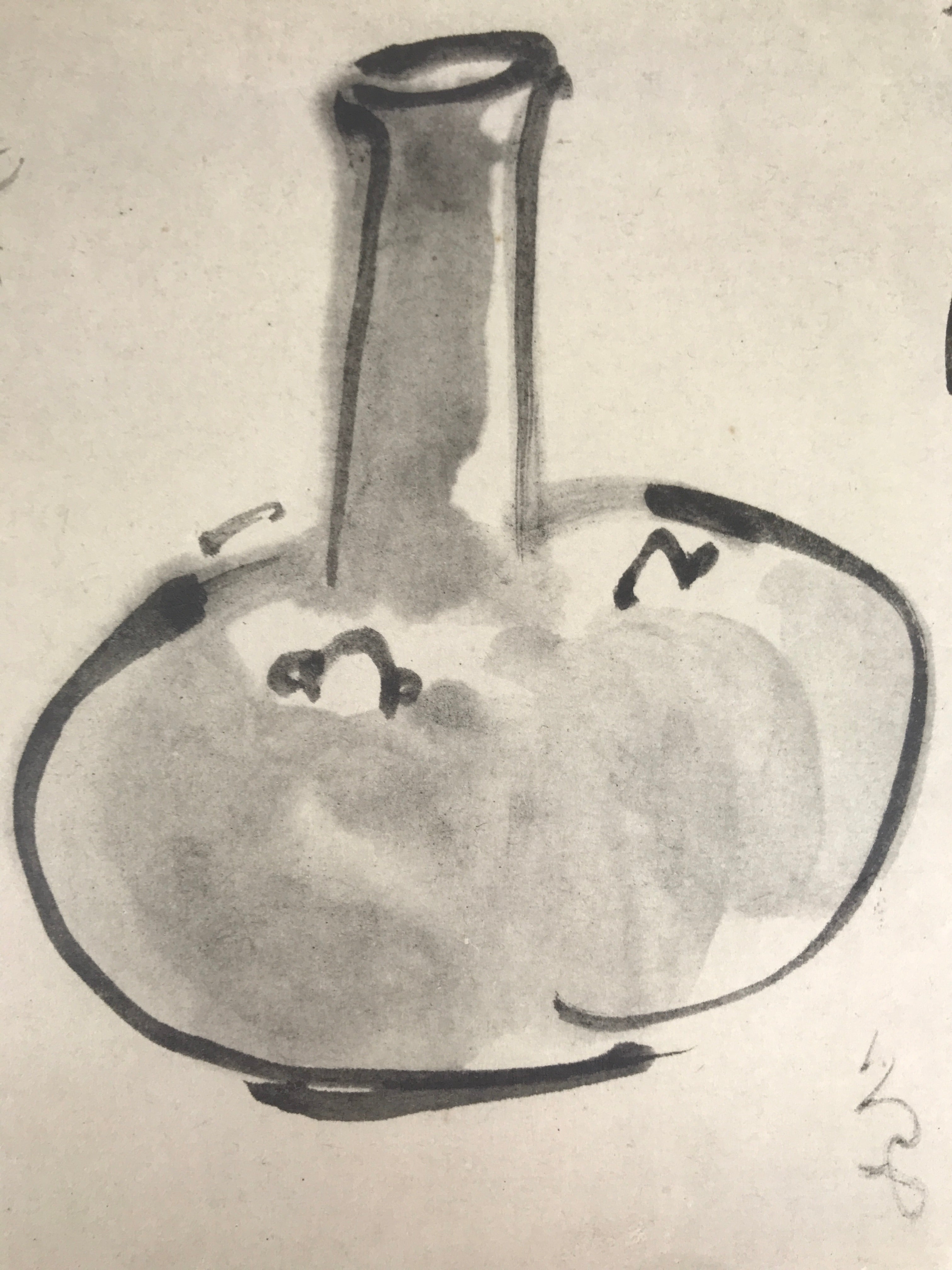 Japanese Art Print Reproduction Rosanjin Vase Tsubo Poem Monochrome Paper FL425