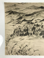 Japanese Art Print Reproduction Village Mountain Landscape Monochrome FL431