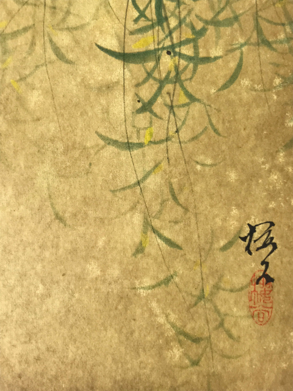 Japanese Art Print Reproduction Vtg Barn Swallows Willow Kacho Painting P358