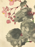 Japanese Art Print Reproduction Vtg Begonia Flowers Painting Paper P367
