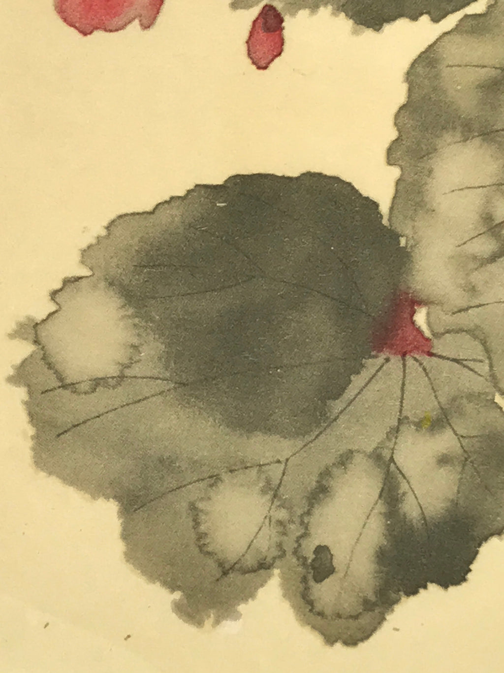 Japanese Art Print Reproduction Vtg Begonia Flowers Painting Paper P371