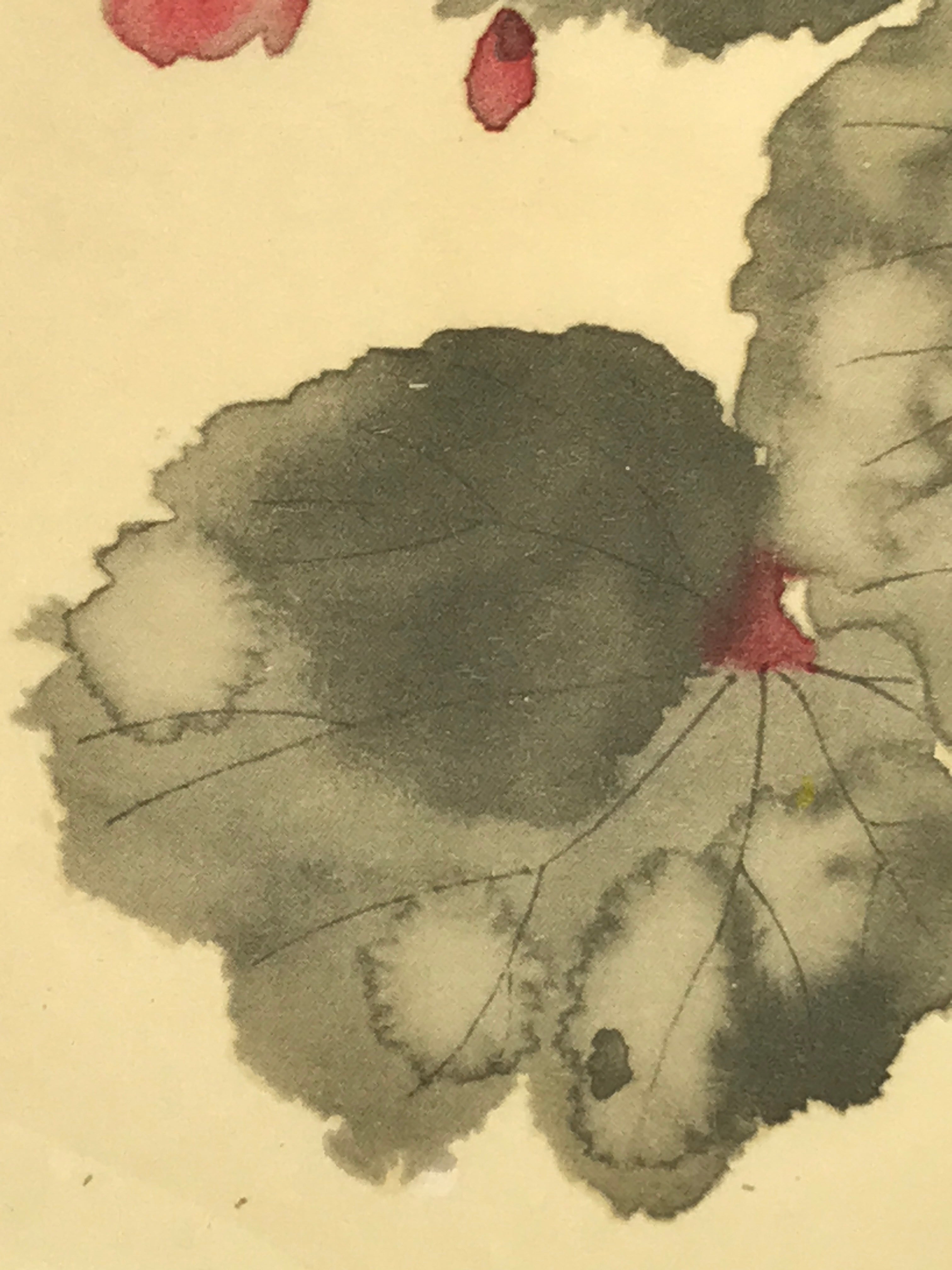 Japanese Art Print Reproduction Vtg Begonia Flowers Painting Paper P371