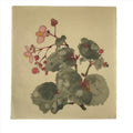 Japanese Art Print Reproduction Vtg Begonia Flowers Painting Paper P371