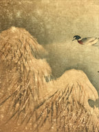 Japanese Art Print Reproduction Vtg Ducks River Winter Kacho Bird Painting P361